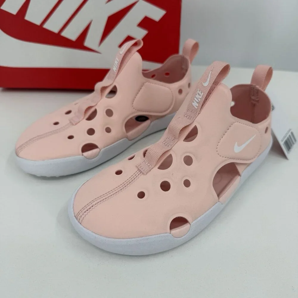 Nike Sunray Protect 4 Water Shoes Sandals sz 2 Youth Girl Pink/White Closed Toe